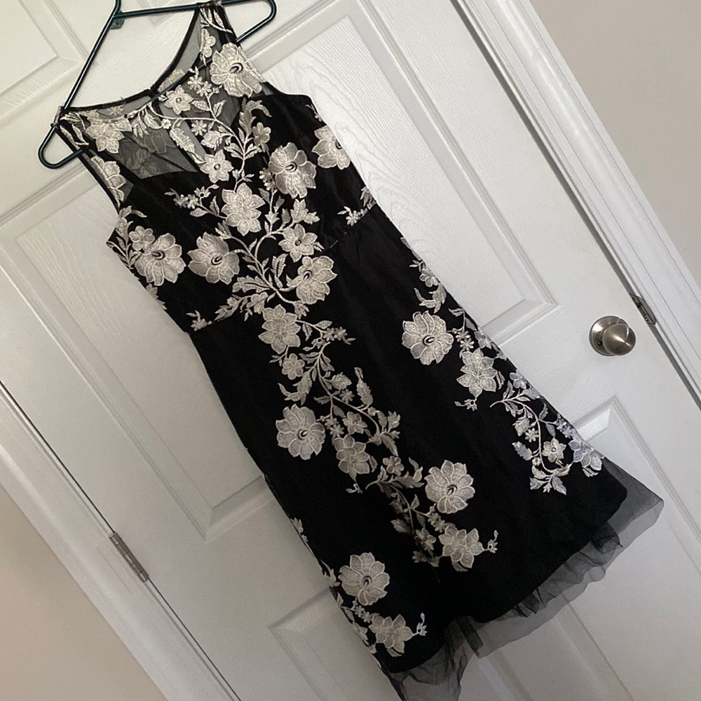 Studio One New York black and cream floral cocktail dress